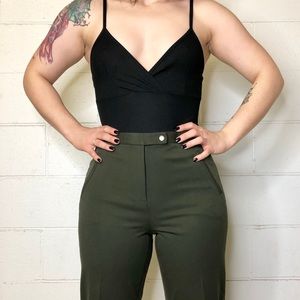 High waisted Talbot olive green pants